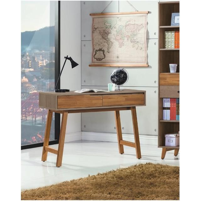 【AS雅司設計】艾尼賽斯3.5尺雙色實木腳書桌-106x50x79cm