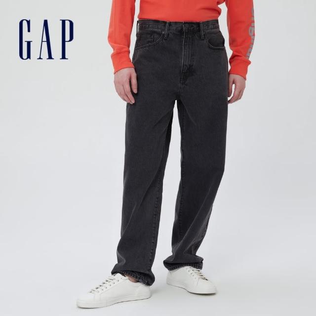 【GAP】男女同款 純棉寬鬆牛仔褲-黑色(462869)