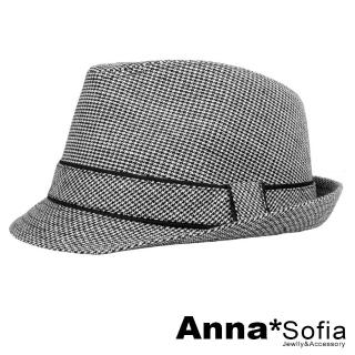 【AnnaSofia】紳士帽爵士帽禮帽-細璇紋騰 現貨(黑白系)