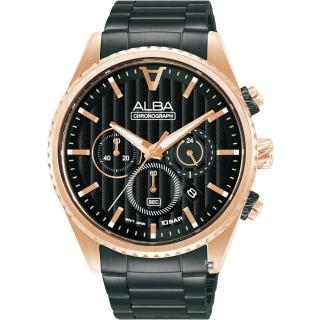 【ALBA】雅柏 SIGNA 三眼計時石英腕錶(VD53-X388K/AT3H80X1)