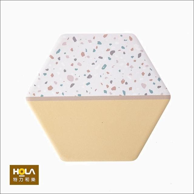 【HOLA】六角水磨石陶瓷鍋墊17cm-黃