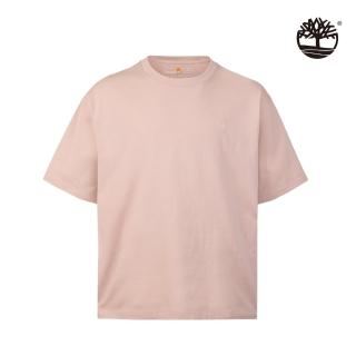 【Timberland】男款淺粉色胸前大樹刺繡Logo圓領短袖T恤(A6F7Q662)