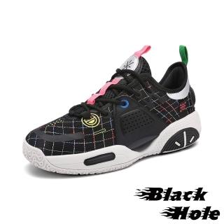 【Black Hole】彈力運動鞋/超彈力潮流圖騰拼接個性運動籃球鞋-男鞋(黑)