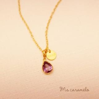 【焦糖小姐 Ms caramelo】紫色水滴 鋯石項鍊(水滴型鋯石)