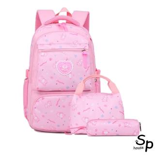 【Sp house】甜美愛心小女孩童趣學生後背包手提包筆袋套組(6色可選)