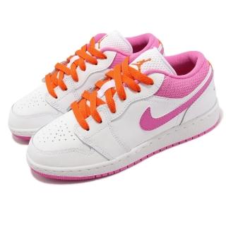 【NIKE 耐吉】休閒鞋 Air Jordan 1 Low GS 大童 女鞋 白 粉紅 水蜜桃 1代 AJ1 喬丹(DR9498-168)
