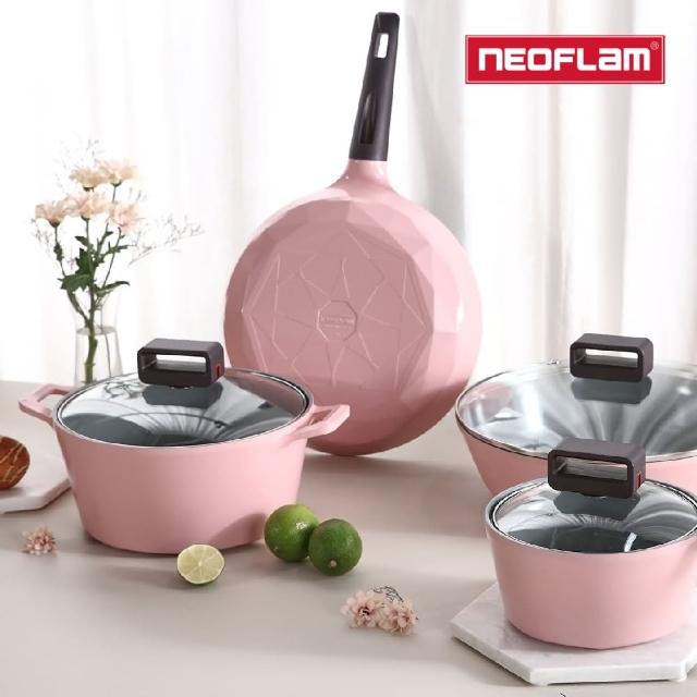 【NEOFLAM】韓國製Carat系列粉紅鑽石3鍋組(IH爐適用/不挑爐具)