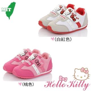 【HELLO KITTY】15-20cm童鞋 透氣輕量減壓抗菌防臭防滑運動慢跑鞋(桃紅.白紅色)