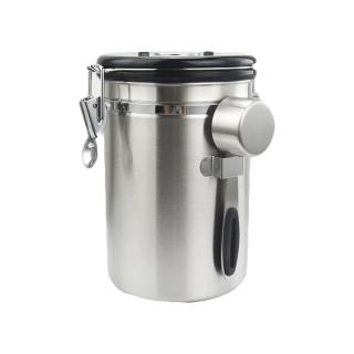 【ROYAL LIFE】大容量304不鏽鋼單向閥密封罐(附量勺 儲物罐 咖啡食材保鮮罐 帶日期 茶罐)