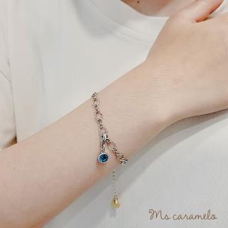 【焦糖小姐 Ms caramelo】藍水晶手鍊 10月誕生石(K白款)