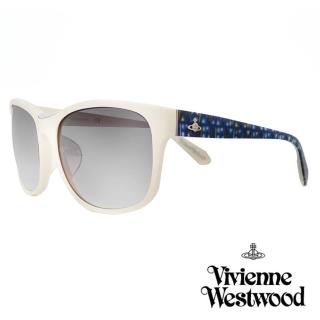 【Vivienne Westwood】英國精品白框LOGO星球時尚繽紛鏡腳系列太陽眼鏡(VW78704-象牙白)