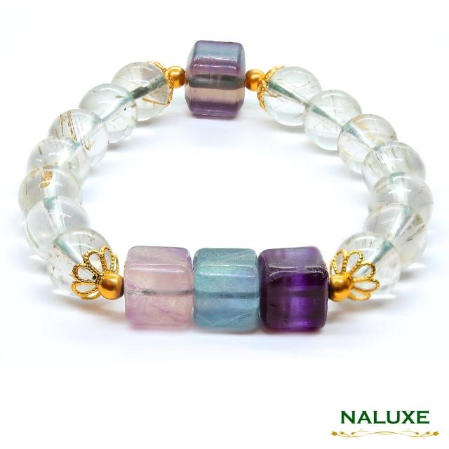 【Naluxe】綠髮晶 螢石 設計款開運手鍊(高透綠髮晶 螢石方糖轉運珠)