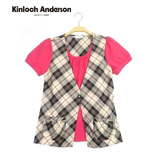 【Kinloch Anderson】圓領前貼袋假兩件上衣 金安德森女裝(桃紅)