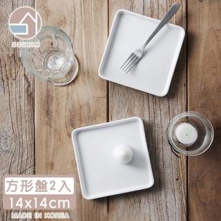 【韓國SSUEIM】LEED系列莫蘭迪陶瓷方形淺盤2件組14cm(白色)