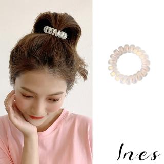 【INES】透明髮圈 螢光髮圈/韓國設計高彈力透明螢光幻彩電話線圈造型髮圈 髮繩(3款任選)