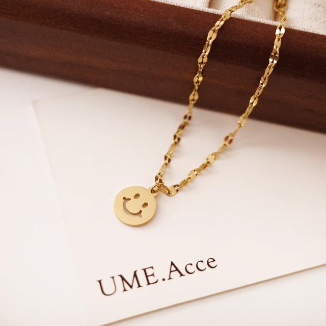 【UME.Acce】金屬笑臉鈦鋼手鍊(鈦鋼 手鍊 鈦鋼手鍊 笑臉手鍊 金色手鍊 金屬手鍊)