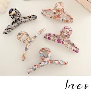 【INES】碎花髮夾/韓國設計法式復古甜美碎花布藝造型抓夾 髮夾 馬尾夾(5色任選)