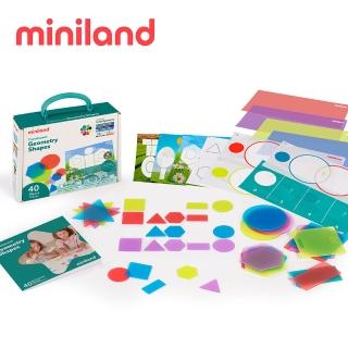 【西班牙Miniland】透光幾何圖形40入(形狀配對/顏色認知/西班牙原裝進口)