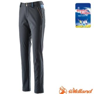 【Wildland 荒野】女 RE彈性貼合防風合身休閒機能長褲/簡潔合身版型(0A22395 黑)