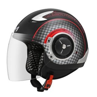 【ASTONE】速-DJ11-SS11 3/4 半罩式安全帽 內藏墨片(抗刮消光黑/紅)