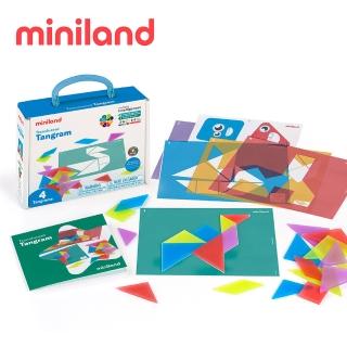 【西班牙Miniland】透光百變益智七巧板36入(形狀配對/顏色認知/西班牙原裝進口)