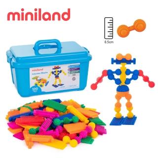 【西班牙Miniland】星際綜合串接積木100入含收納箱(邏輯思考/西班牙原裝進口)