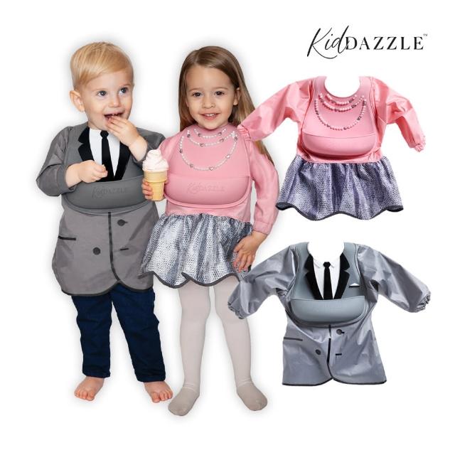 【KidDazzle】時尚兜兜衣 矽膠立體圍兜(防水防漏吃飯衣 寶寶西裝洋裝圍兜 兒童英倫紳士淑女圍兜)