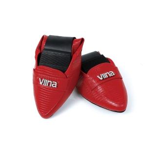 【viina】秘密寶盒．水鑽飾扣尖頭摺疊平底娃娃鞋-紅(摺疊平底娃娃鞋)