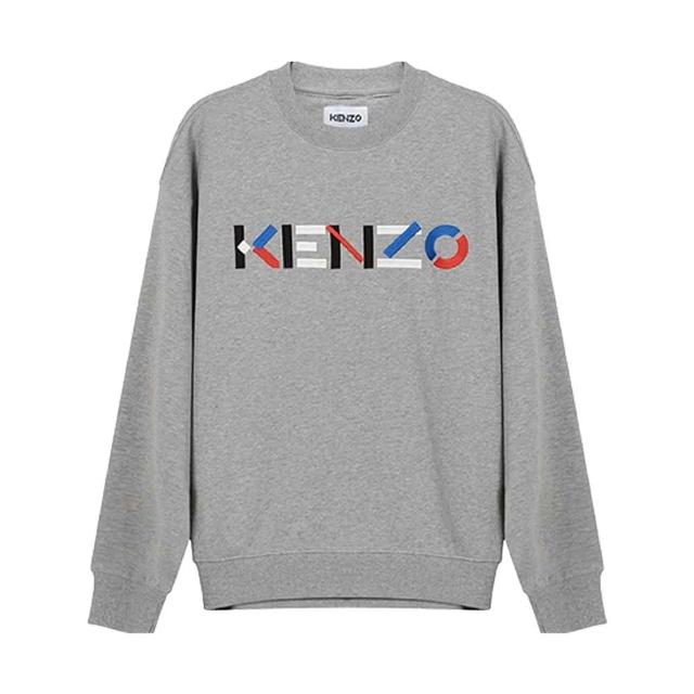 【KENZO】男款 品牌文字 長袖運動衫-灰色(L號)