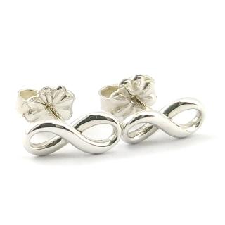 【Tiffany&Co. 蒂芙尼】925純銀-Infinity無限造型墜飾針式耳環