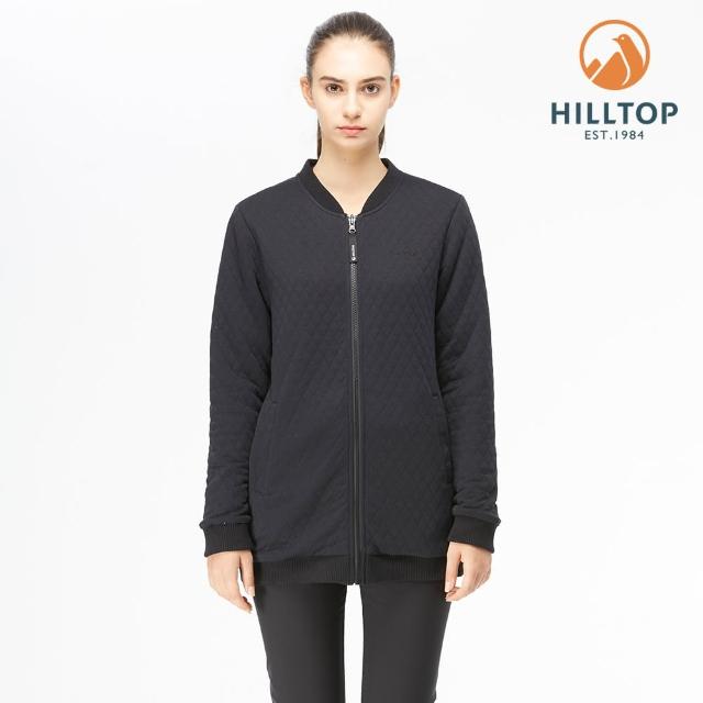 【Hilltop 山頂鳥】女款POLYGIENE抗菌雙面穿刷毛長版夾克H24FK2黑