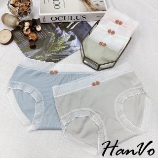 【HanVo】現貨 甜美輕薄氣質蕾絲螺紋內褲(獨立包裝 透氣性感包臀三角褲 女生內褲 內著 5760)