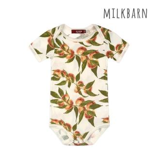 【Milkbarn】嬰兒 有機棉包屁衣-短袖-水蜜桃(包屁衣 嬰兒上衣)