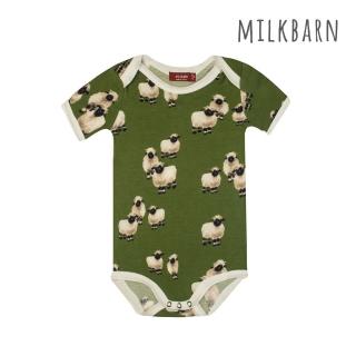 【Milkbarn】嬰兒 竹纖維包屁衣-短袖-綿羊(包屁衣 嬰兒上衣)