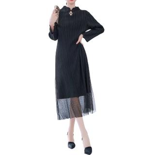【羽生摺衣】i摺衣-日系 簡約風 領 中國結 紗 洋裝(共二色)