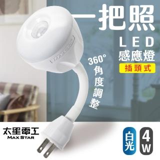 【太星電工】一把照LED感應燈4W/AC插頭式(白光WDG204W)
