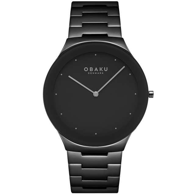 【OBAKU】北歐極簡風紳士時尚腕錶-黑(V290GXBBSB)