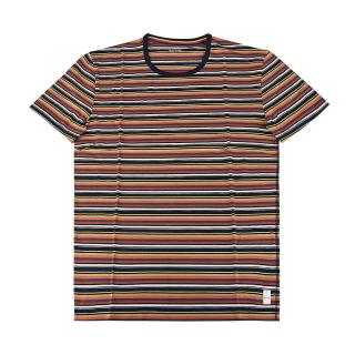 【Paul Smith】PAUL SMITH Artist Stripe標籤LOGO彩色條紋設計棉質圓領短袖T恤(男款/彩色條紋)