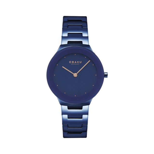 【OBAKU】北歐極簡風淑女時尚腕錶-藍(V290LXLLSL)