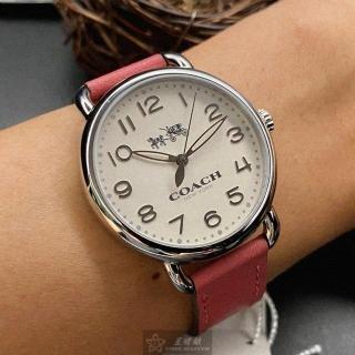 【COACH】COACH蔻馳女錶型號CH00152(白色錶面銀錶殼粉紅真皮皮革錶帶款)
