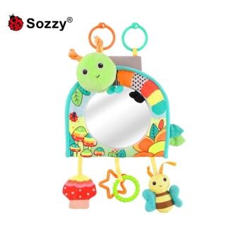 【Sozzy】車載嬰兒觀察鏡-毛毛蟲(嬰兒安撫玩具 觀察鏡 固齒氣 響紙)