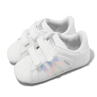 【adidas 愛迪達】童鞋 Superstar Crib 小童 學步鞋 白 炫彩 魔鬼氈 小白鞋 愛迪達(BD8000)