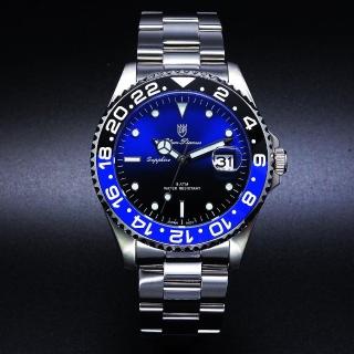 【Olym Pianus 奧柏】Olym Pianus 奧柏表 限量水鬼豪邁霸氣超強夜光運動型腕錶/43mm-藍黑框-899831.4GS