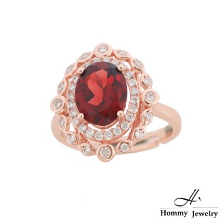 【幸福珠寶】Noble 奧地利設計師 魔鏡 巴西紅石榴戒指(巴西 紫牙屋紅石榴)