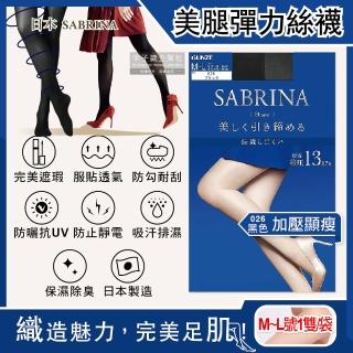 【日本GUNZE SABRINA】13hPa分段加壓顯瘦美腿薄絲褲襪-藍袋ML號1雙/袋(絲襪服貼透氣耐刮完美遮瑕吸濕排汗)
