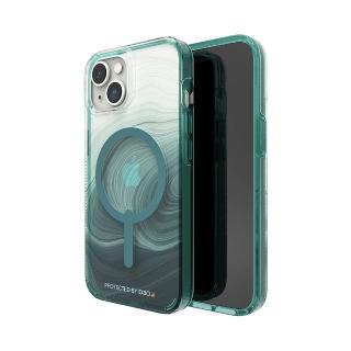 【Gear4】iPhone 14 6.1吋 D3O Milan Snap 米蘭磁吸款 透明綠漩渦-抗菌軍規頂級軍規防摔保護殼