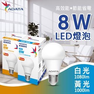 【ADATA 威剛】8W 高亮度 LED燈泡-3入組(高效能 省電 節能 高流明)