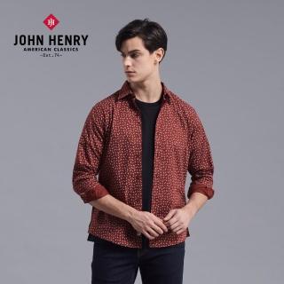 【JOHN HENRY】變形蟲滿版長袖襯衫-紅色