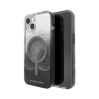 【Gear4】iPhone 14 Plus 6.7吋 D3O Milan Snap 米蘭磁吸款 透明黑漩渦-抗菌軍規頂級軍規防摔保護殼