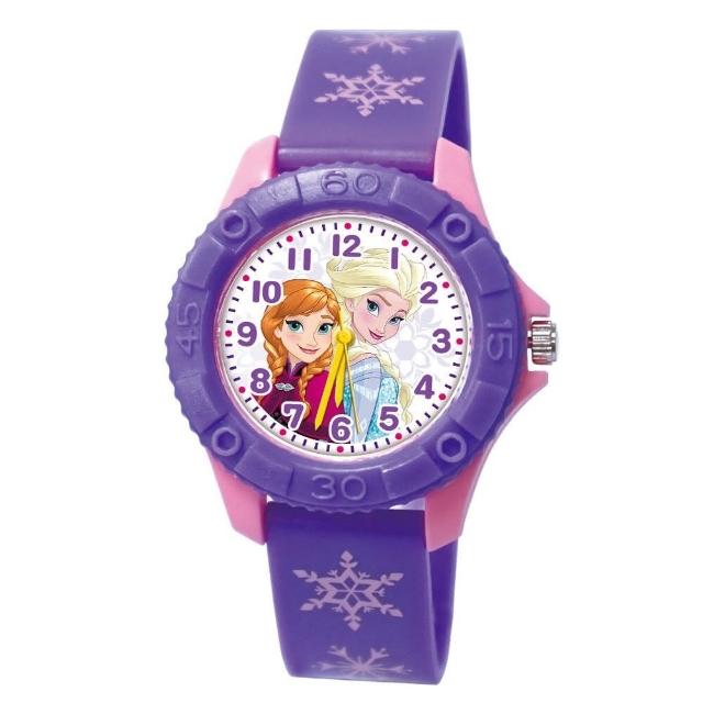 【Disney迪士尼】冰雪奇緣繽紛可愛雙色兒童膠錶-雙人紫